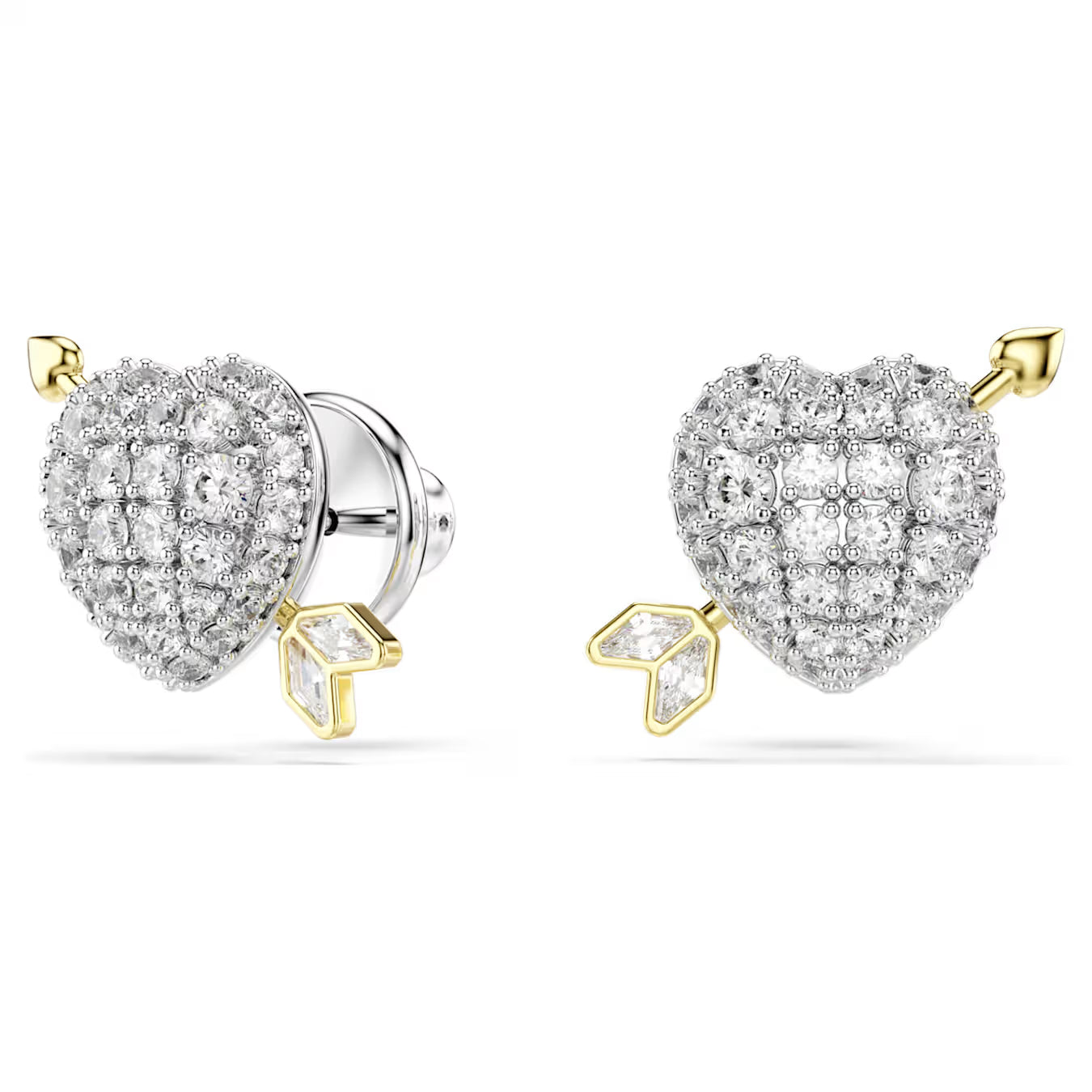 Idyllia stud earrings Mixed cuts, Heart with arrow, White, Mixed metal finish  5737298