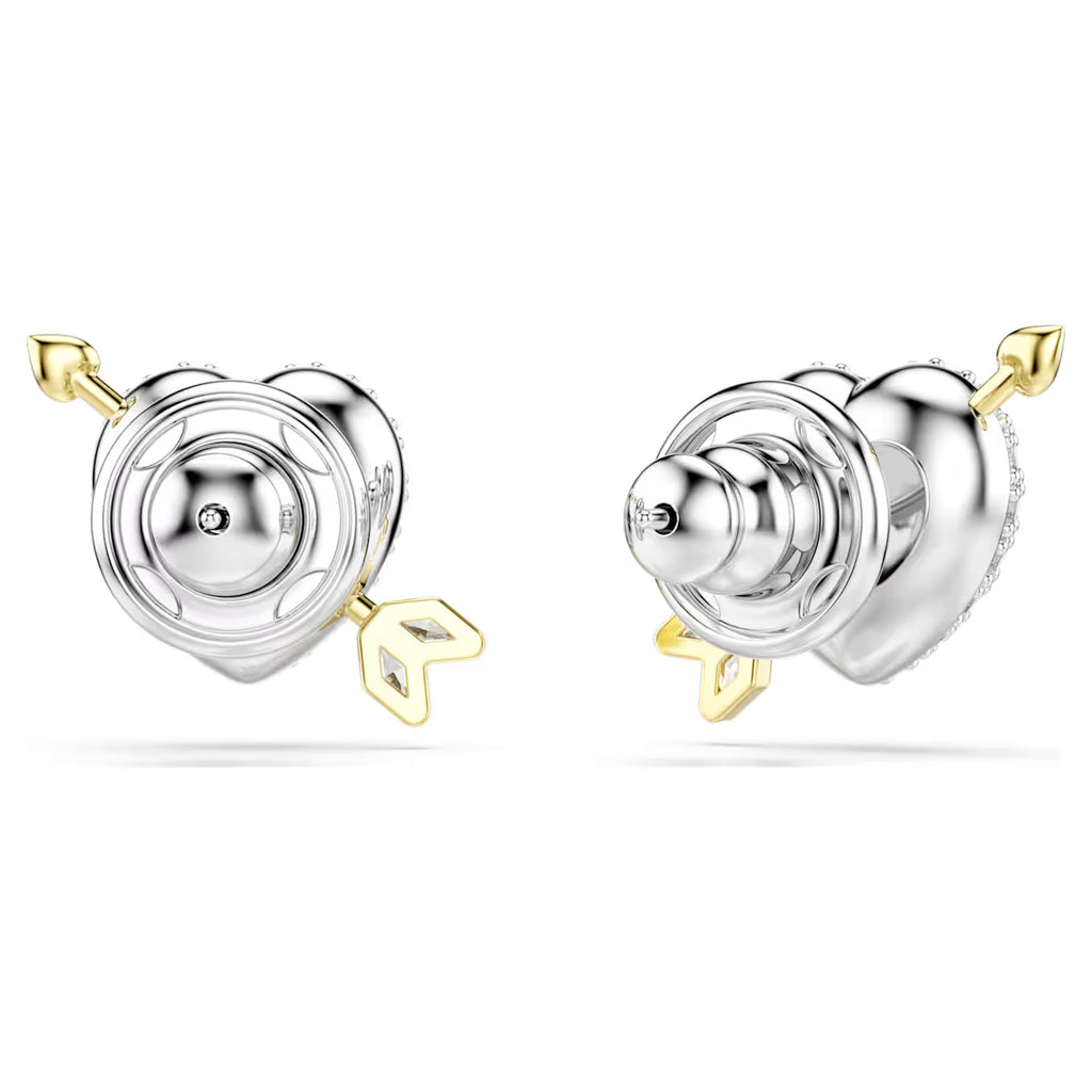 Idyllia stud earrings Mixed cuts, Heart with arrow, White, Mixed metal finish  5737298