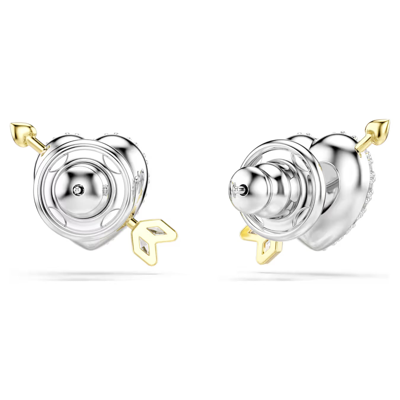 Idyllia stud earrings Mixed cuts, Heart with arrow, White, Mixed metal finish  5737298
