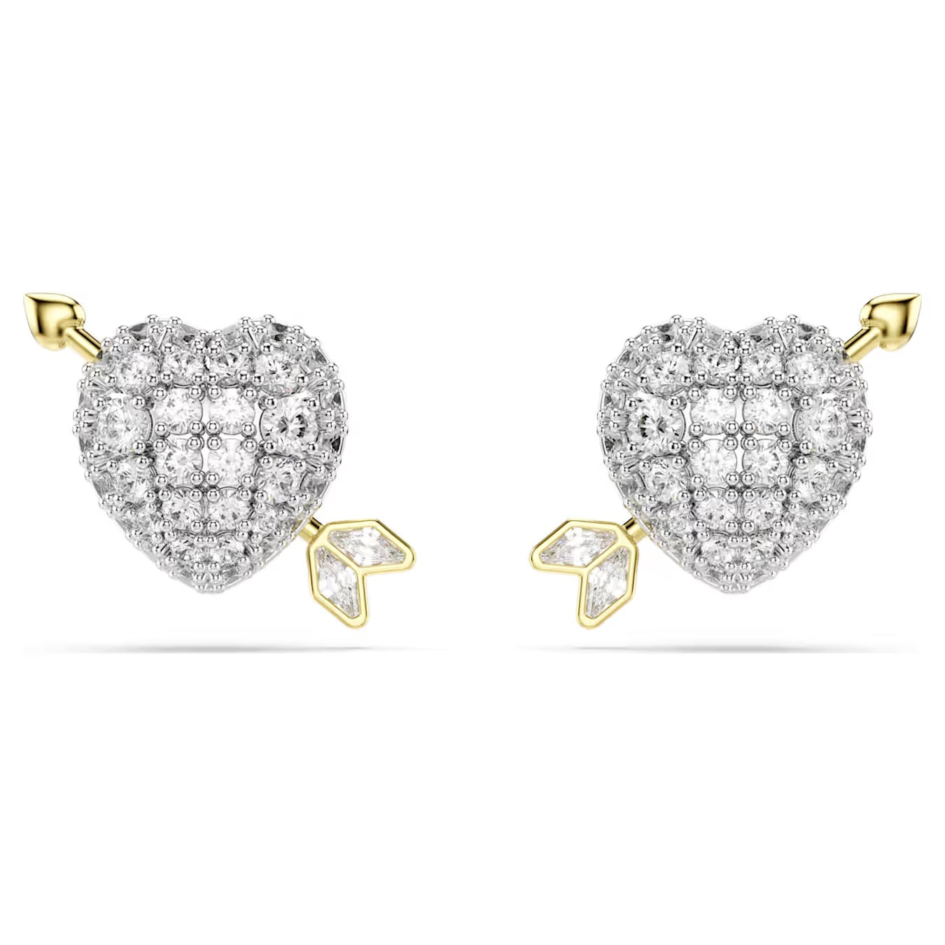 Idyllia stud earrings Mixed cuts, Heart with arrow, White, Mixed metal finish  5737298