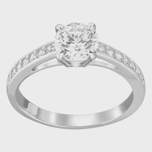 Attract Round Ring Rhodium Plated Size 55 5032921
