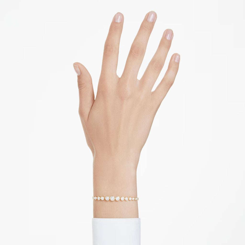 Imber bracelet Mixed round cuts, White, 18k gold finish 5705450