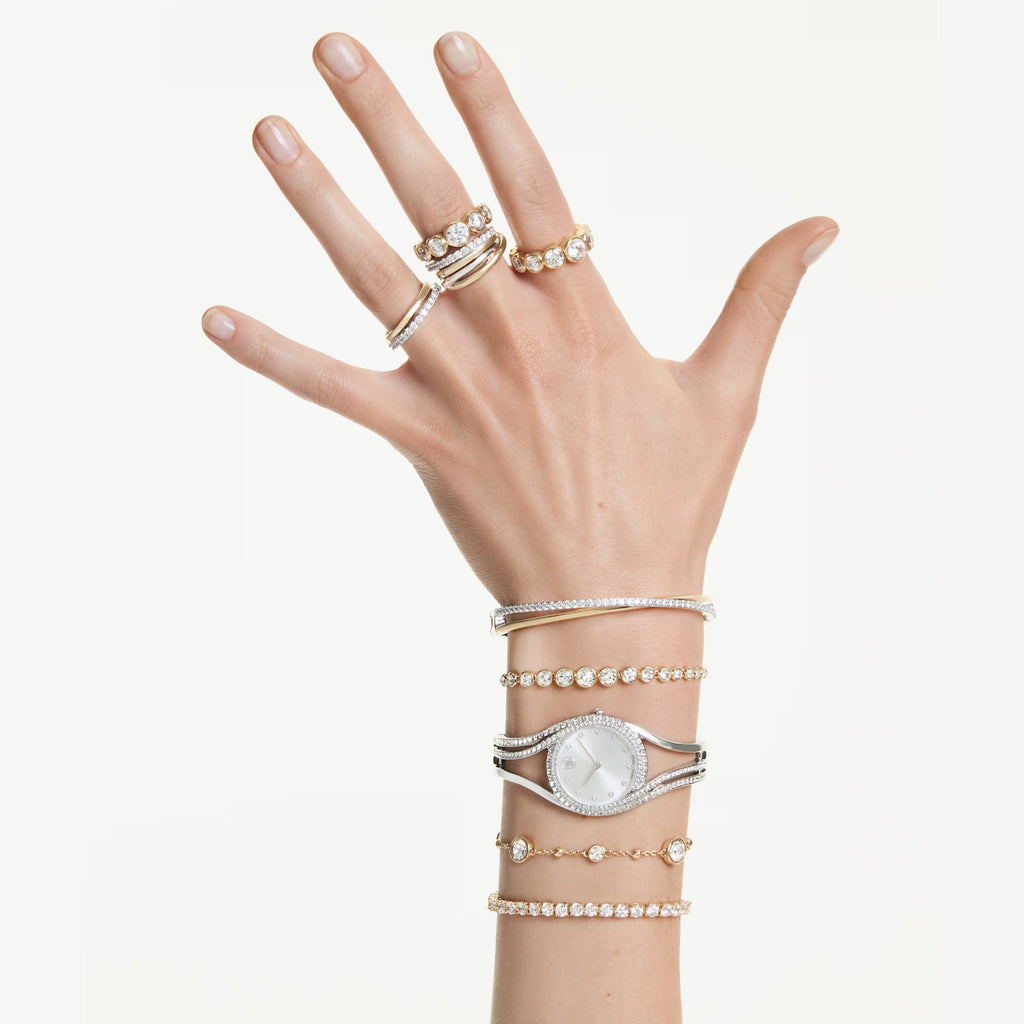 Imber bracelet Mixed round cuts, White, 18k gold finish 5705450