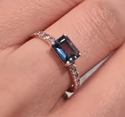 9ct Rose Gold London Blue Topaz with Diamonds