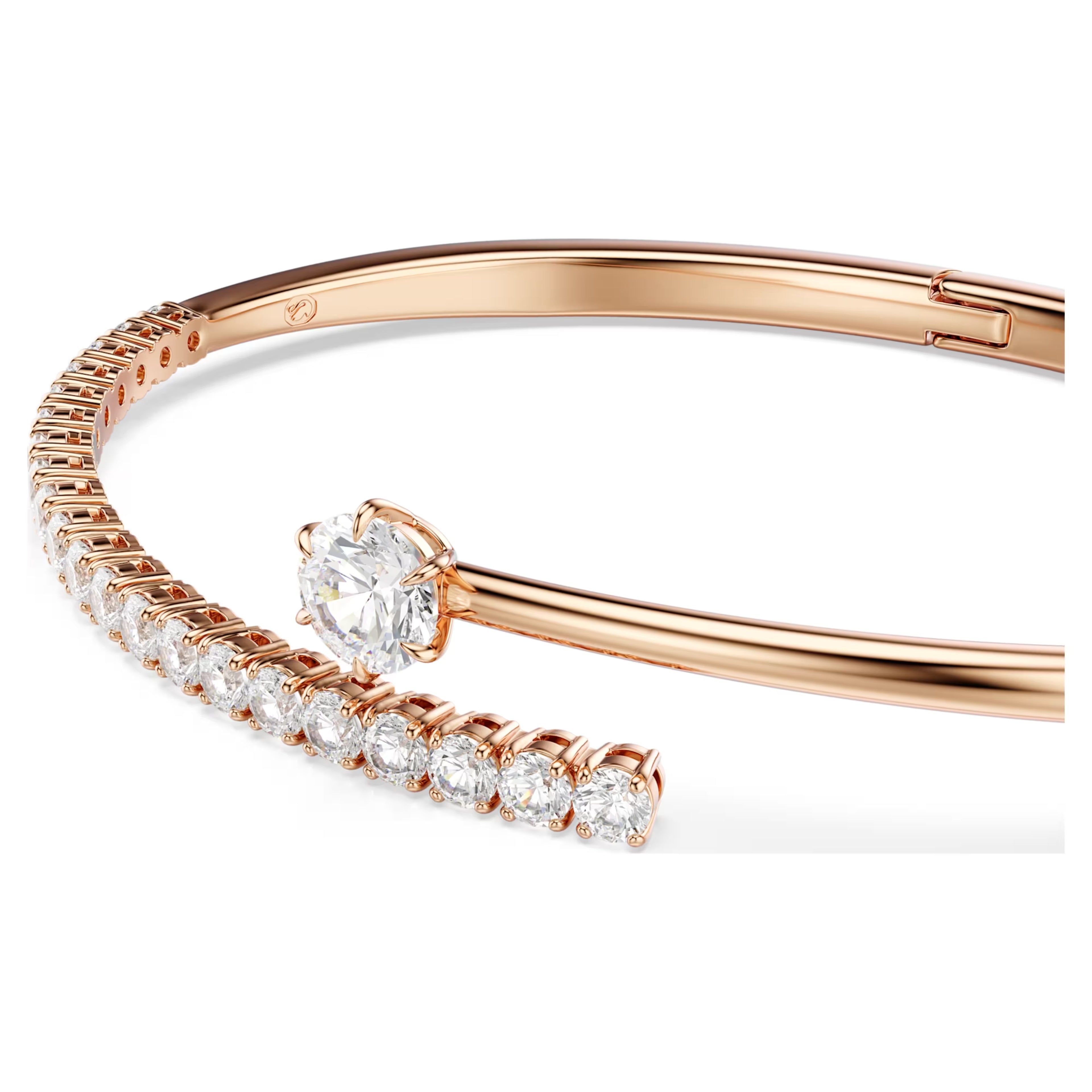 Matrix bangle Round cut, White, 18K rose gold finish size S 5763821