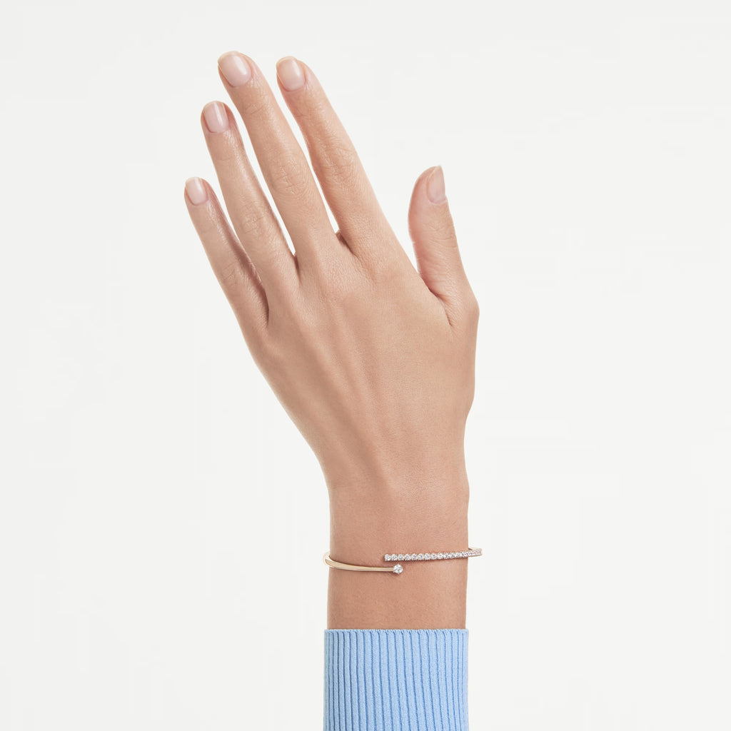 Matrix Round Cut Bangle (White, 18K Rose Gold Finish, Size M) 5763819