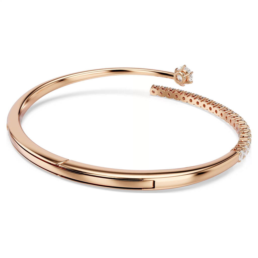 Matrix Round Cut Bangle (White, 18K Rose Gold Finish, Size L). 5763820