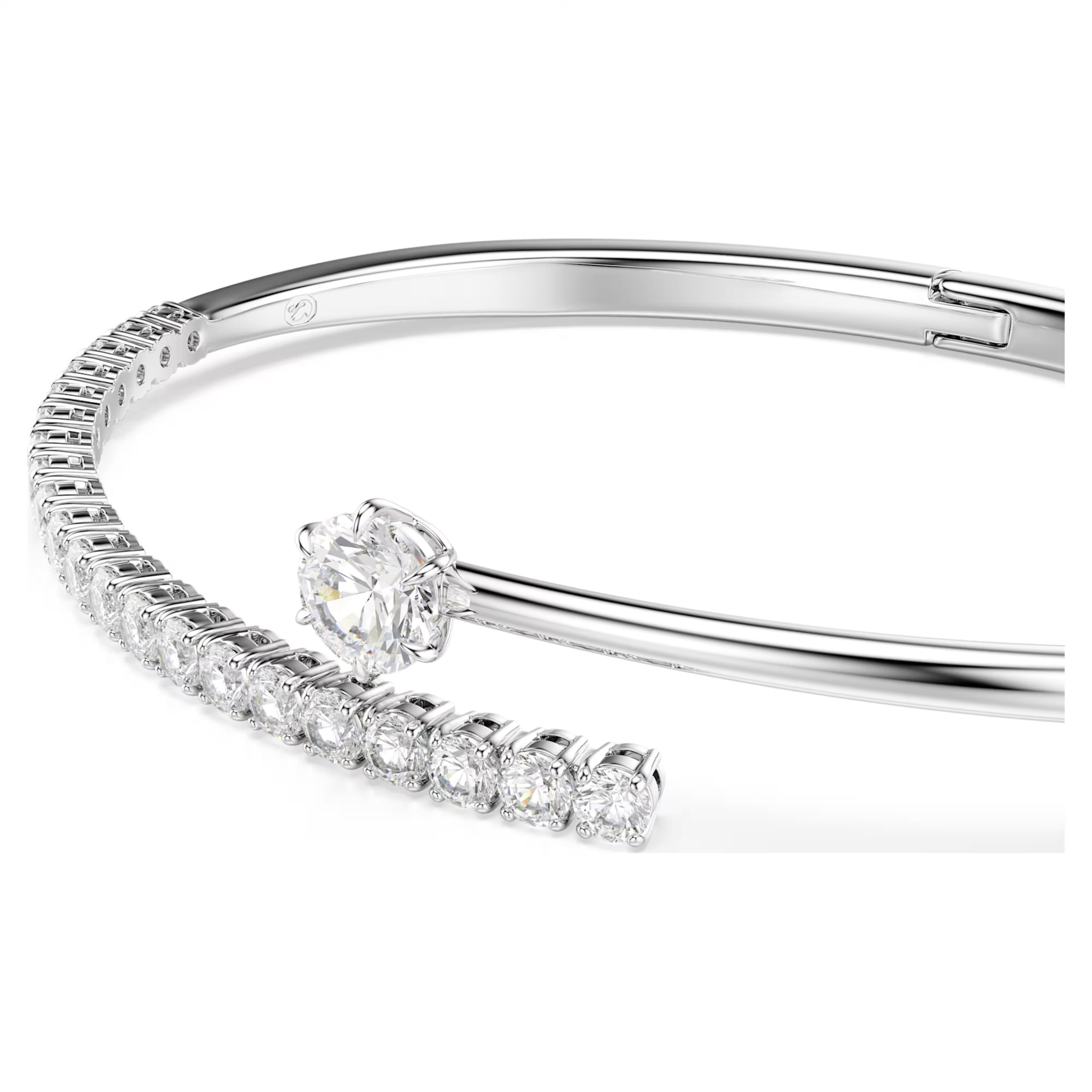 Matrix Round Cut Bangle (White, Rhodium Plated, Size L) 5753569