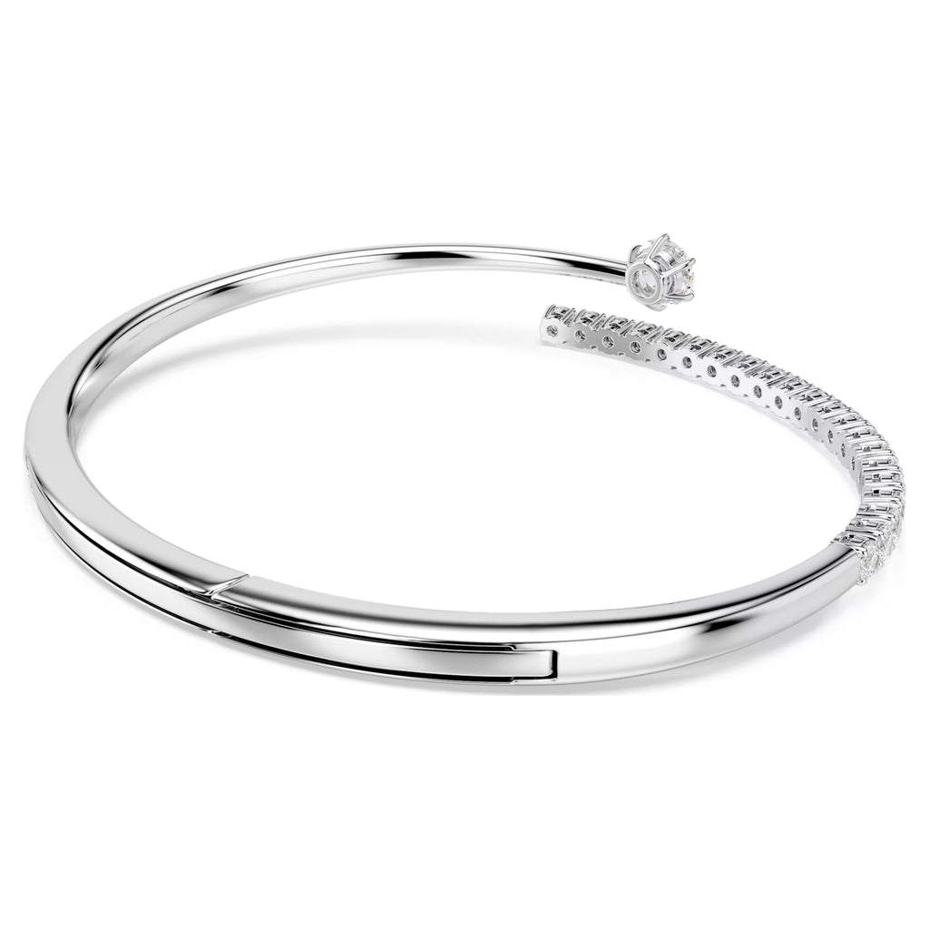 Matrix Round Cut Bangle (White, Rhodium Plated, Size L) 5753569