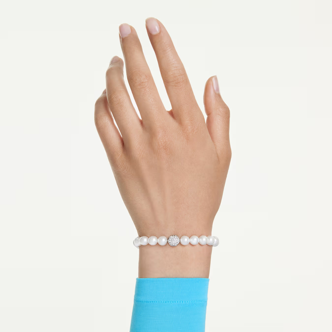 Matrix bracelet Crystal pearl, White, Rhodium plated 5747747