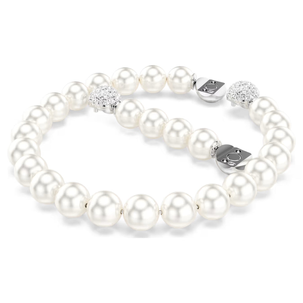 Matrix bracelet Crystal pearl, White, Rhodium plated 5747747