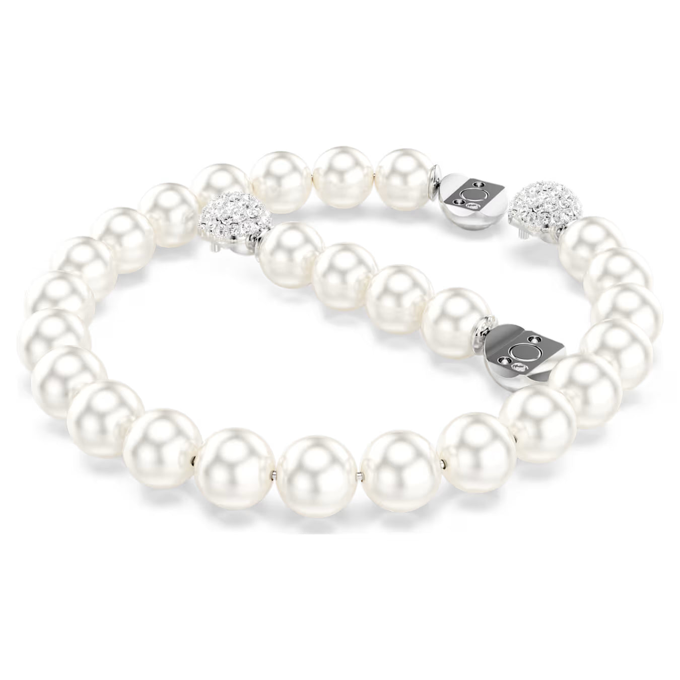 Matrix bracelet Crystal pearl, White, Rhodium plated 5747747
