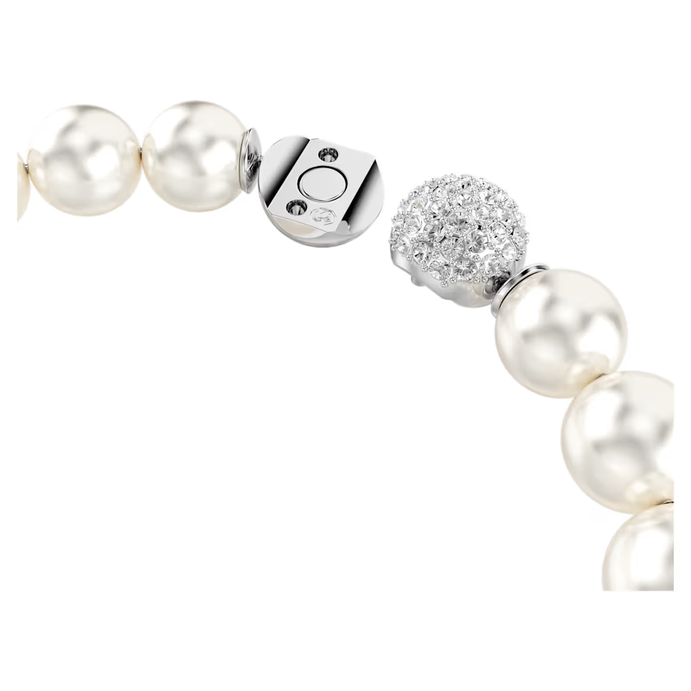 Matrix bracelet Crystal pearl, White, Rhodium plated 5747747