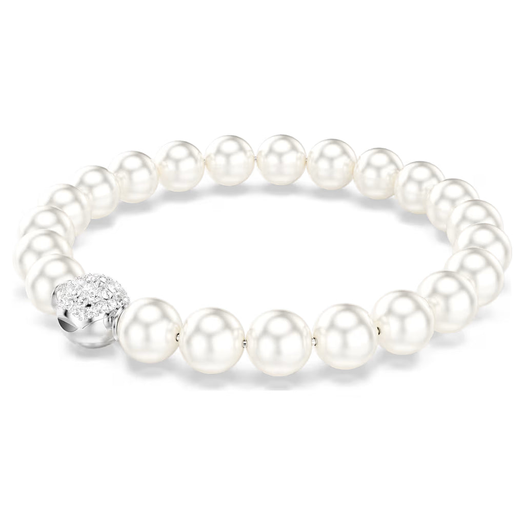 Matrix bracelet Crystal pearl, White, Rhodium plated 5747747