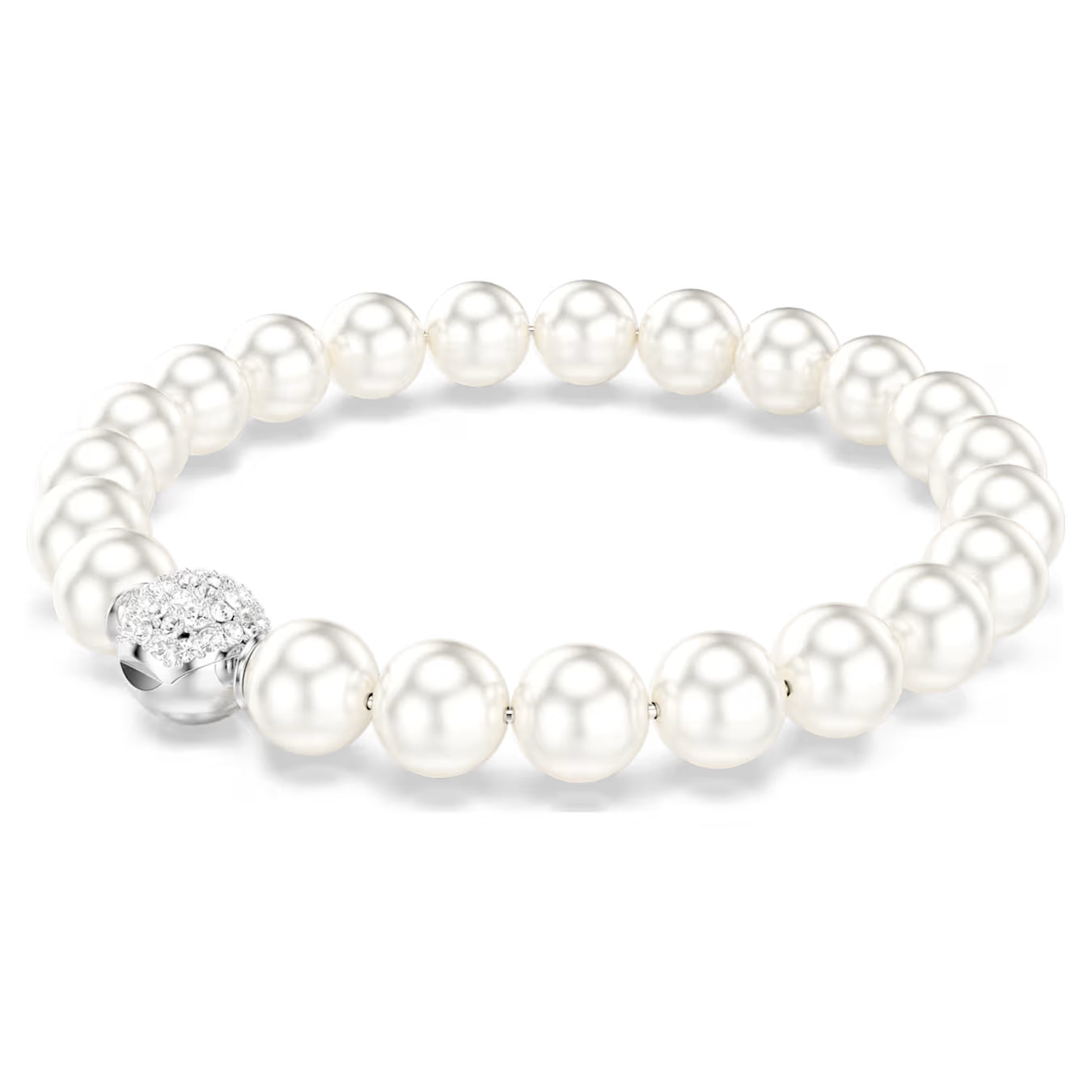 Matrix bracelet Crystal pearl, White, Rhodium plated 5747747