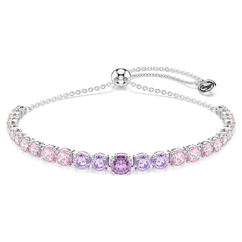 Matrix bracelet Gradient of round cuts, Multicolored, Rhodium plated 5751197