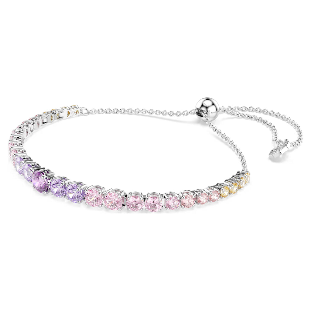 Matrix bracelet Gradient of round cuts, Multicolored, Rhodium plated 5751197