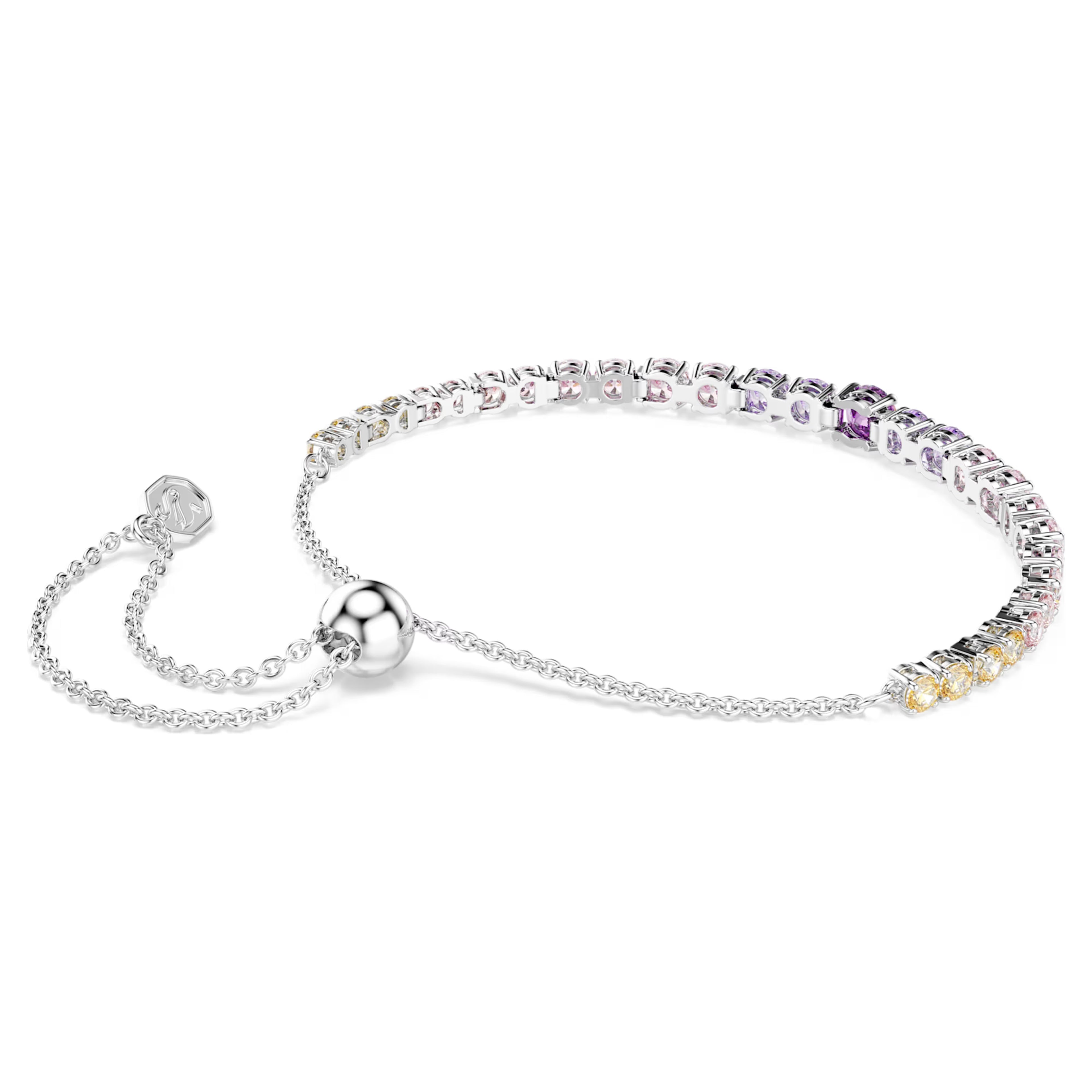 Matrix bracelet Gradient of round cuts, Multicolored, Rhodium plated 5751197
