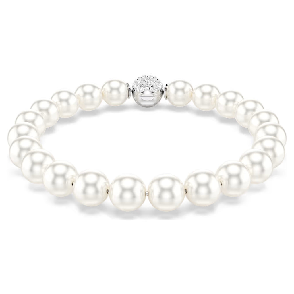 Matrix bracelet Crystal pearl, White, Rhodium plated 5747747