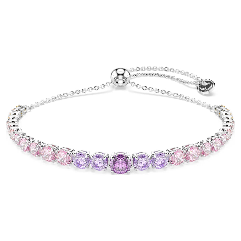 Matrix bracelet Gradient of round cuts, Multicolored, Rhodium plated 5751197