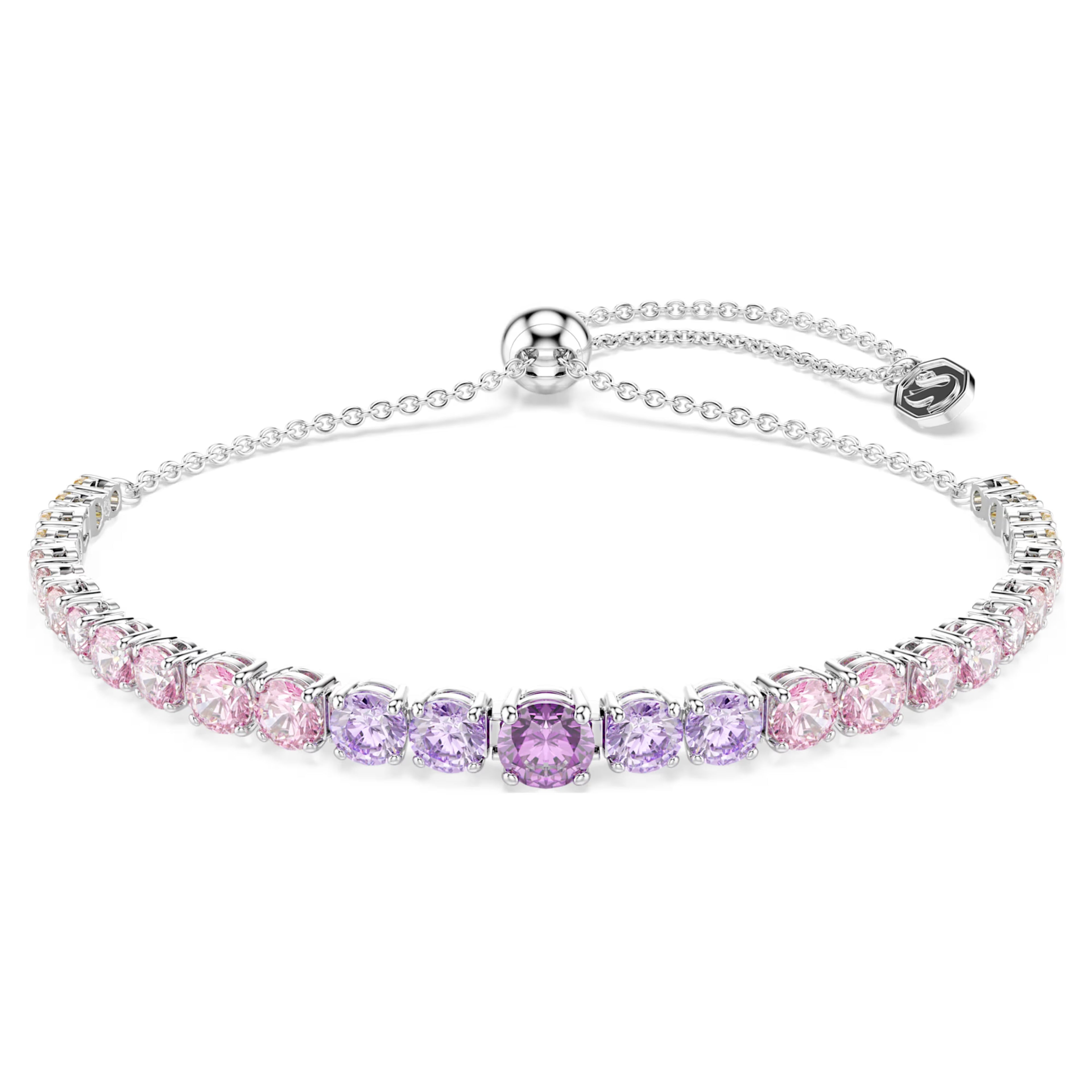 Matrix bracelet Gradient of round cuts, Multicolored, Rhodium plated 5751197