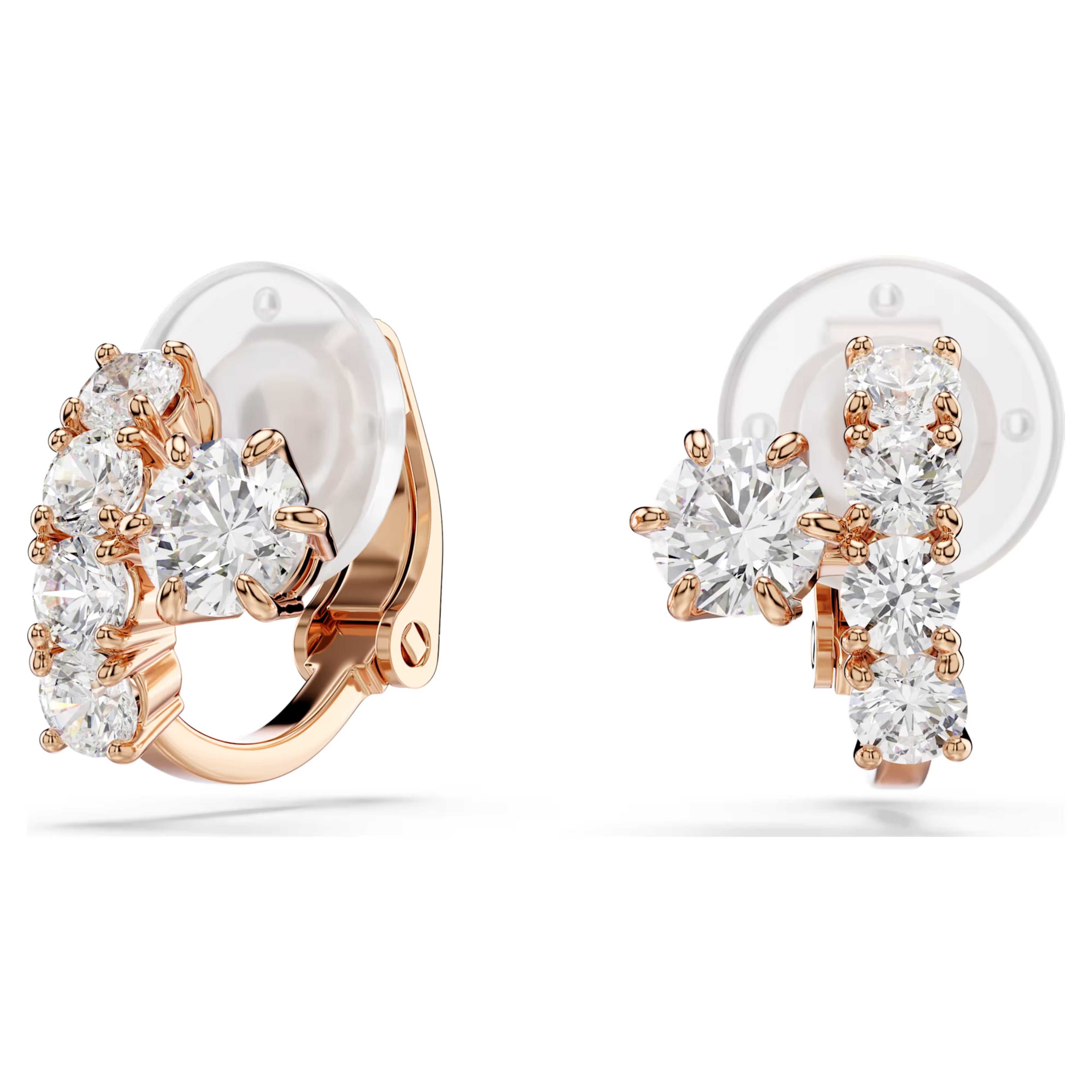 Matrix Round Cut Clip Earrings (White, 18K Rose Gold Finish) 5763822