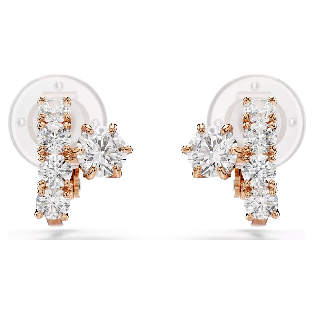Matrix Round Cut Clip Earrings (White, 18K Rose Gold Finish) 5763822