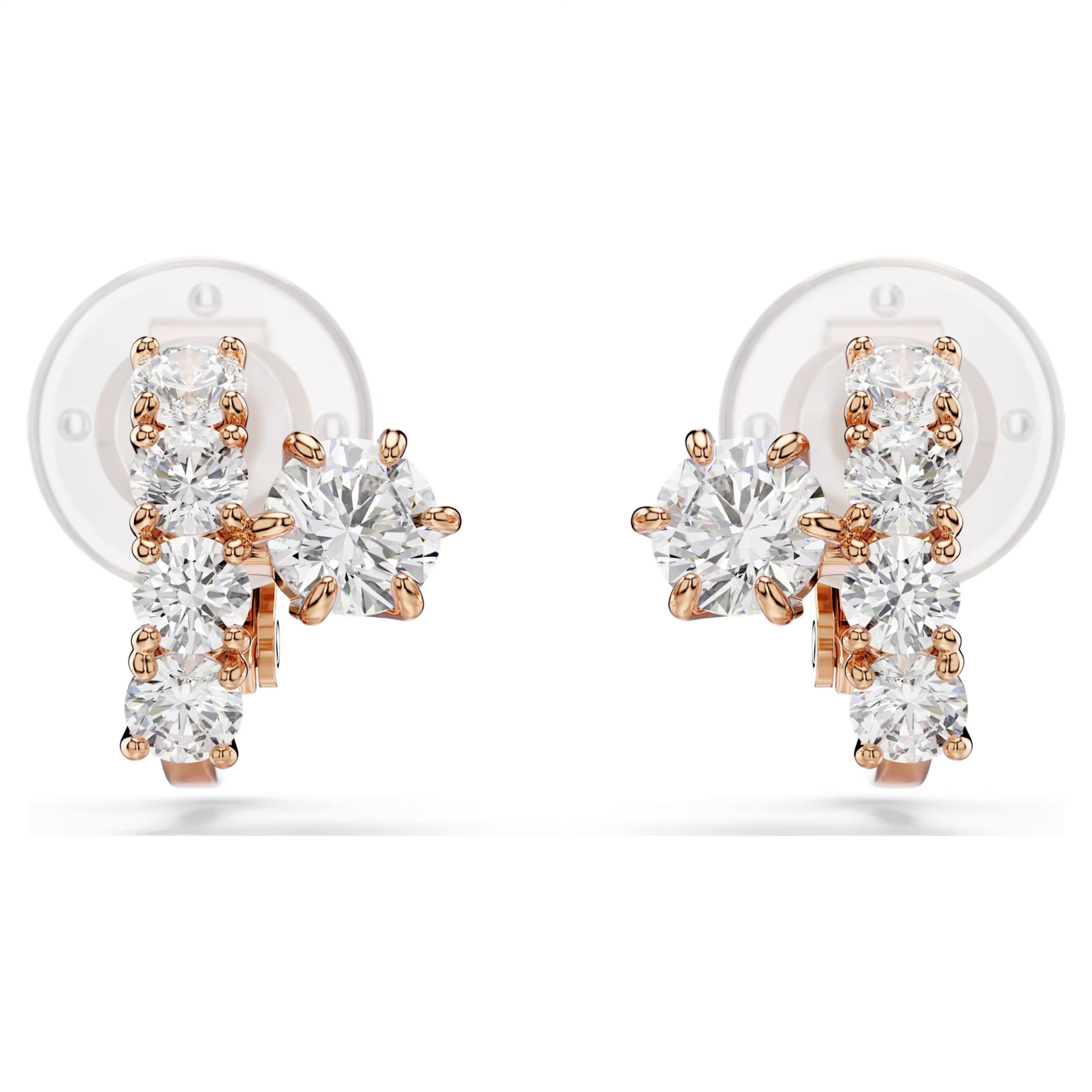 Matrix Round Cut Clip Earrings (White, 18K Rose Gold Finish) 5763822