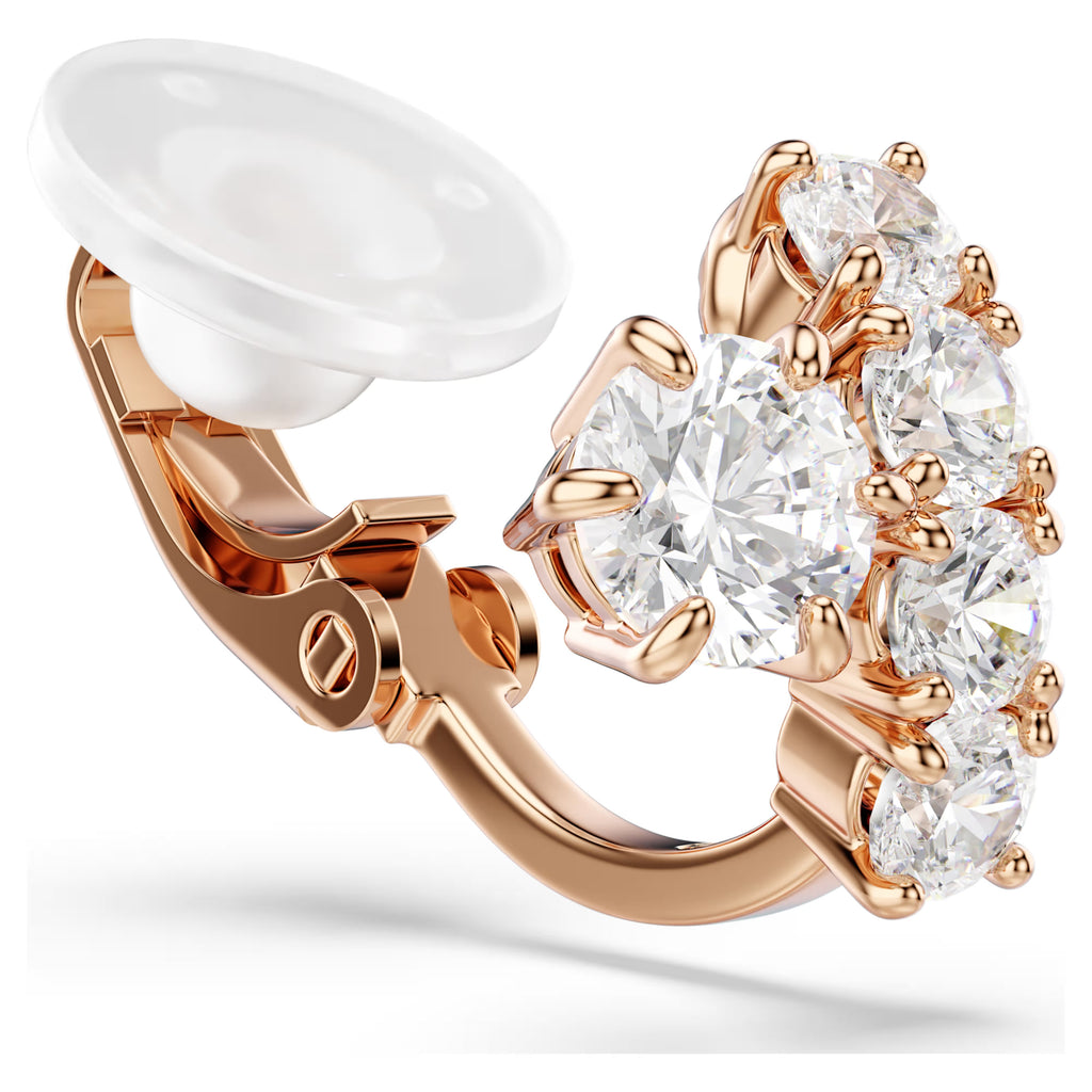 Matrix Round Cut Clip Earrings (White, 18K Rose Gold Finish) 5763822
