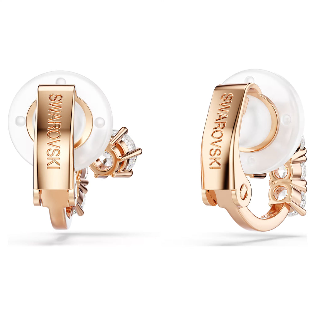 Matrix Round Cut Clip Earrings (White, 18K Rose Gold Finish) 5763822