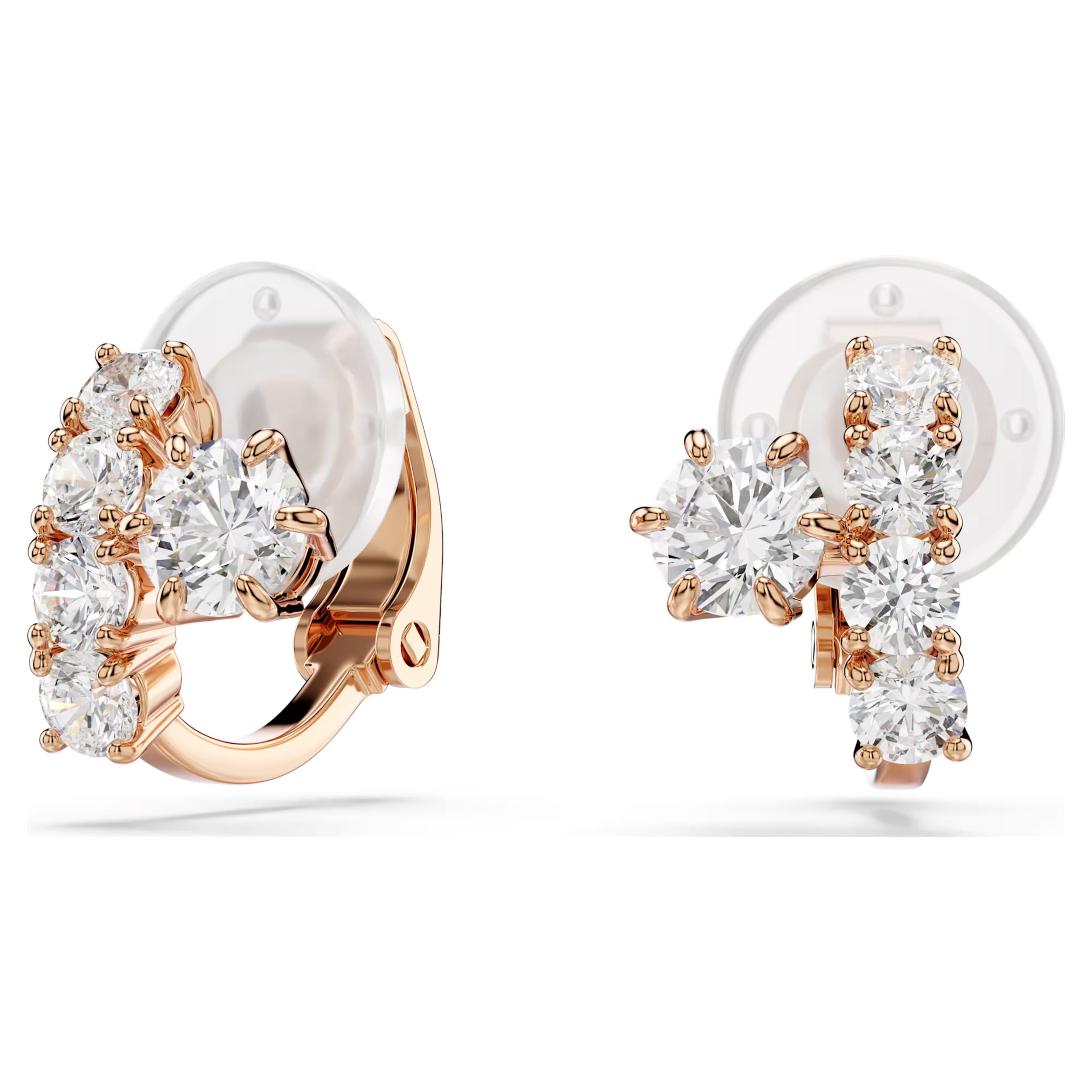 Matrix Round Cut Clip Earrings (White, 18K Rose Gold Finish) 5763822