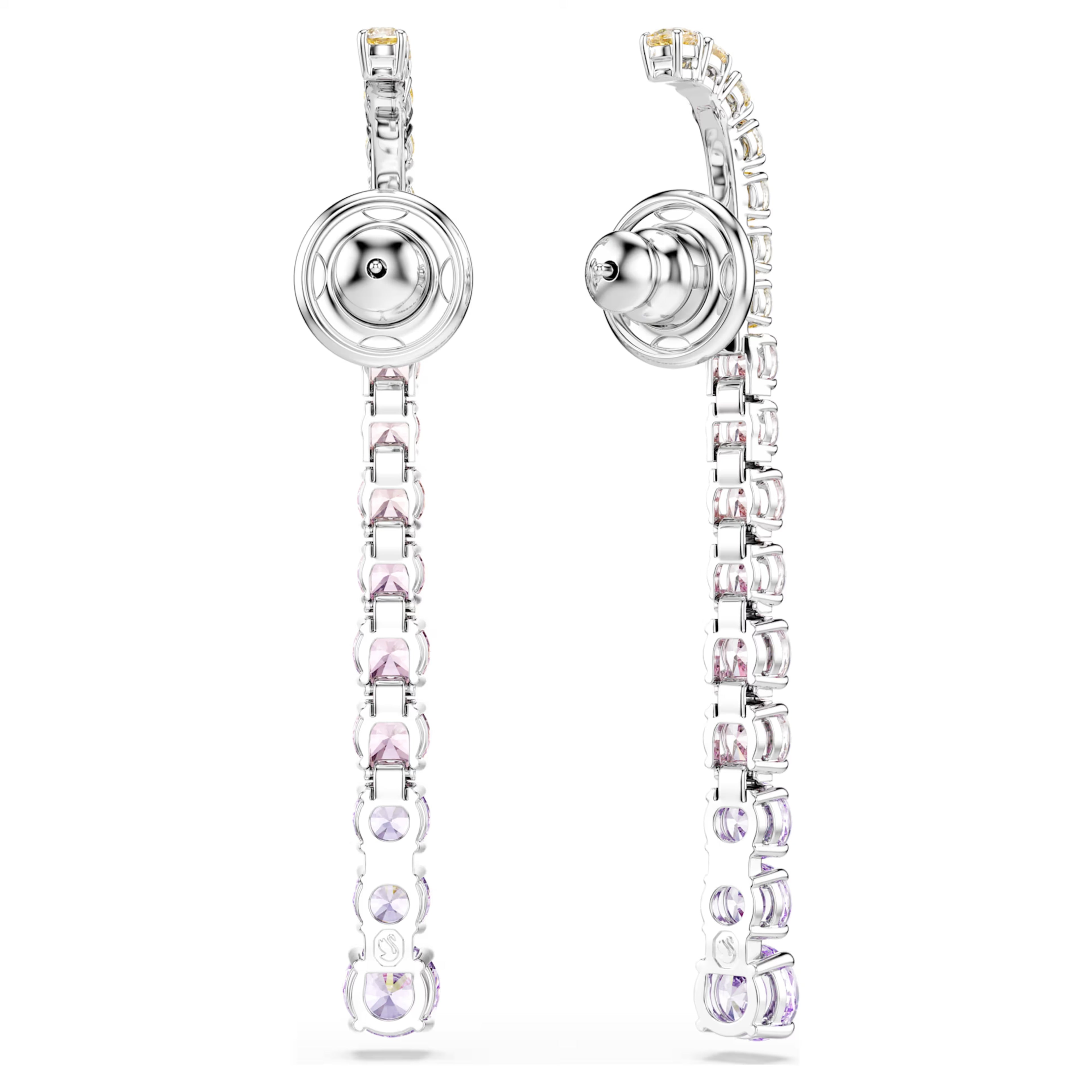 Matrix drop earrings Gradient of round cuts, Multicoloured, Rhodium plated 5751195