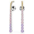 Matrix drop earrings Gradient of round cuts, Multicoloured, Rhodium plated 5751195