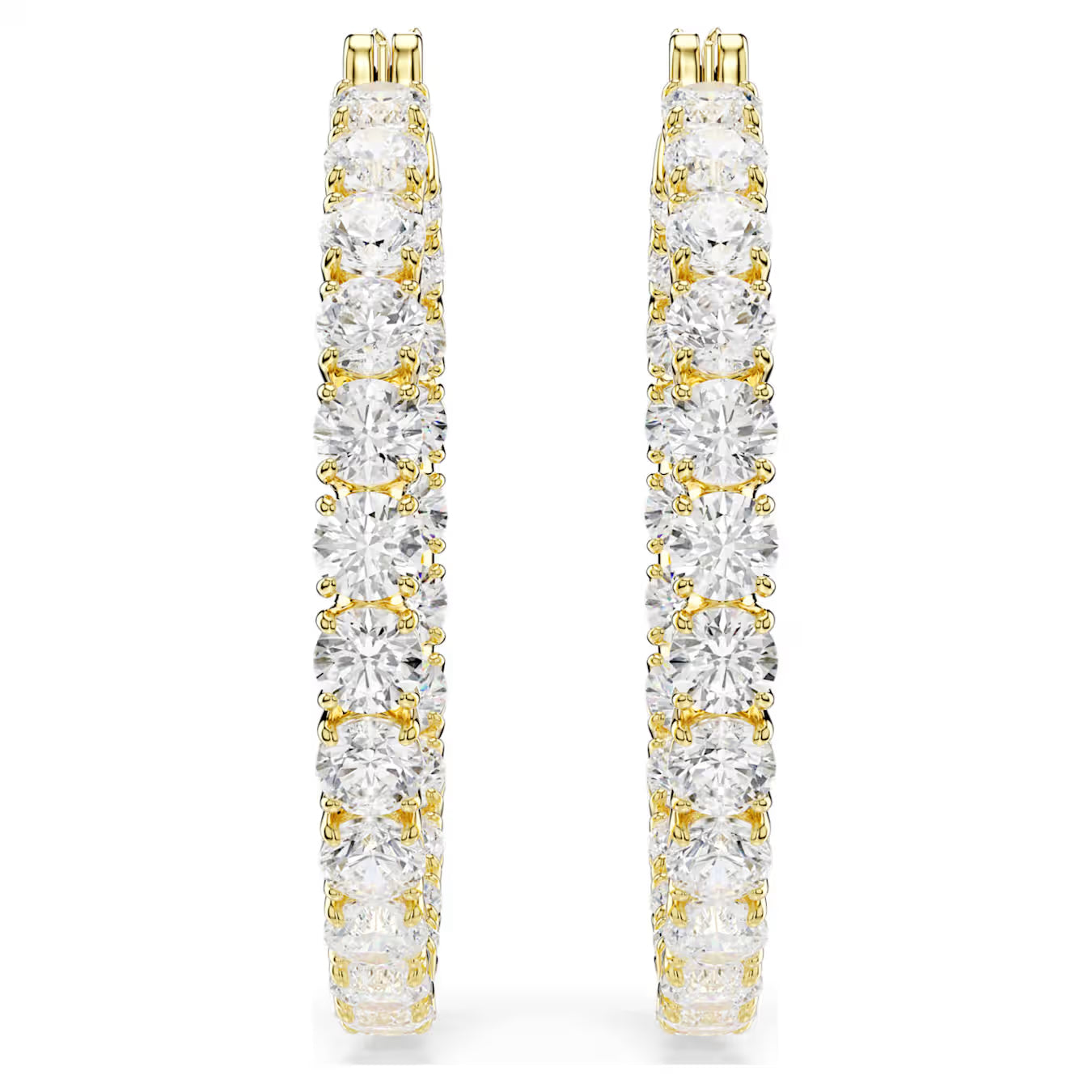 Matrix hoop earrings Round cut, White, Gold-tone plated 5750620