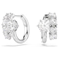 Matrix hoop earrings Round cut, White, Rhodium plated 5753572