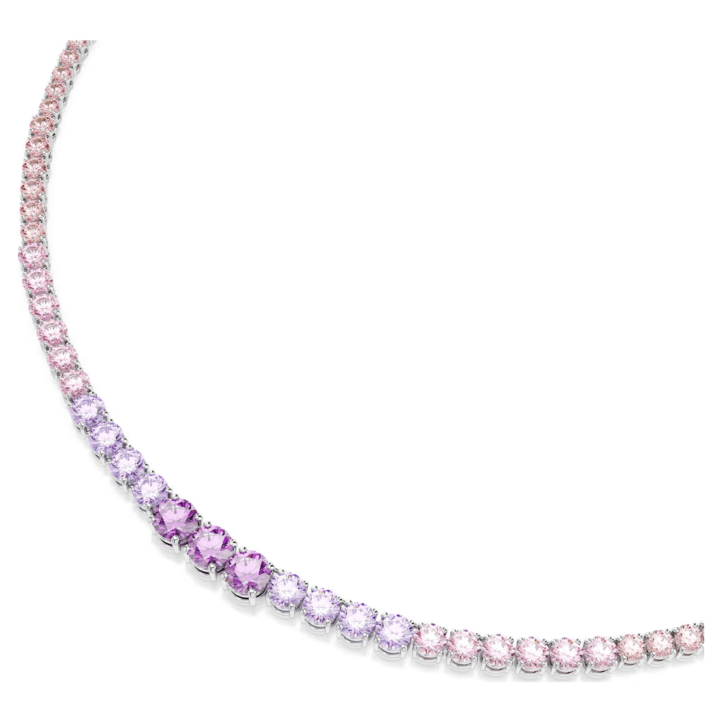 Matrix necklace Gradient of round cuts, Multicoloured, Rhodium plated 5751196