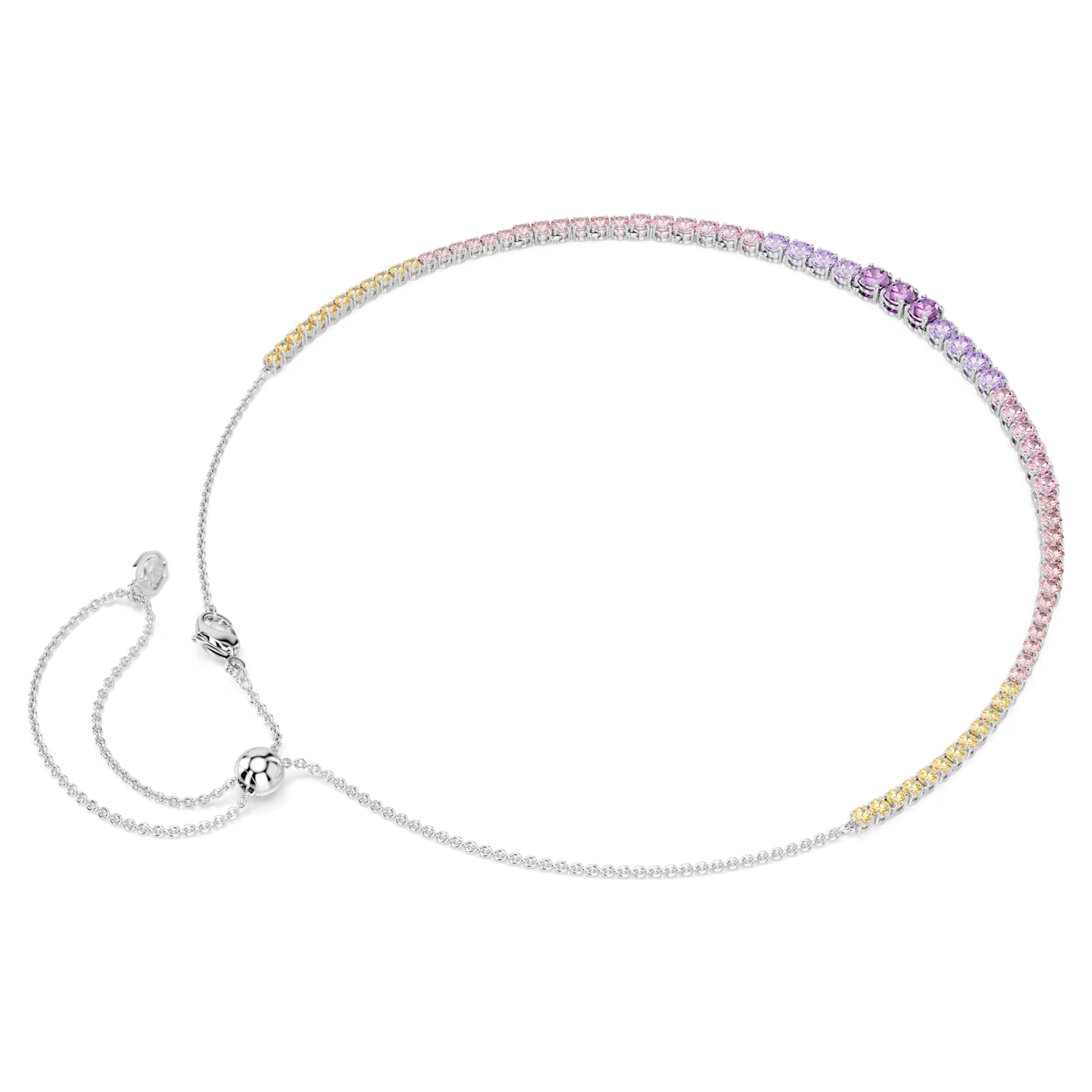 Matrix necklace Gradient of round cuts, Multicoloured, Rhodium plated 5751196
