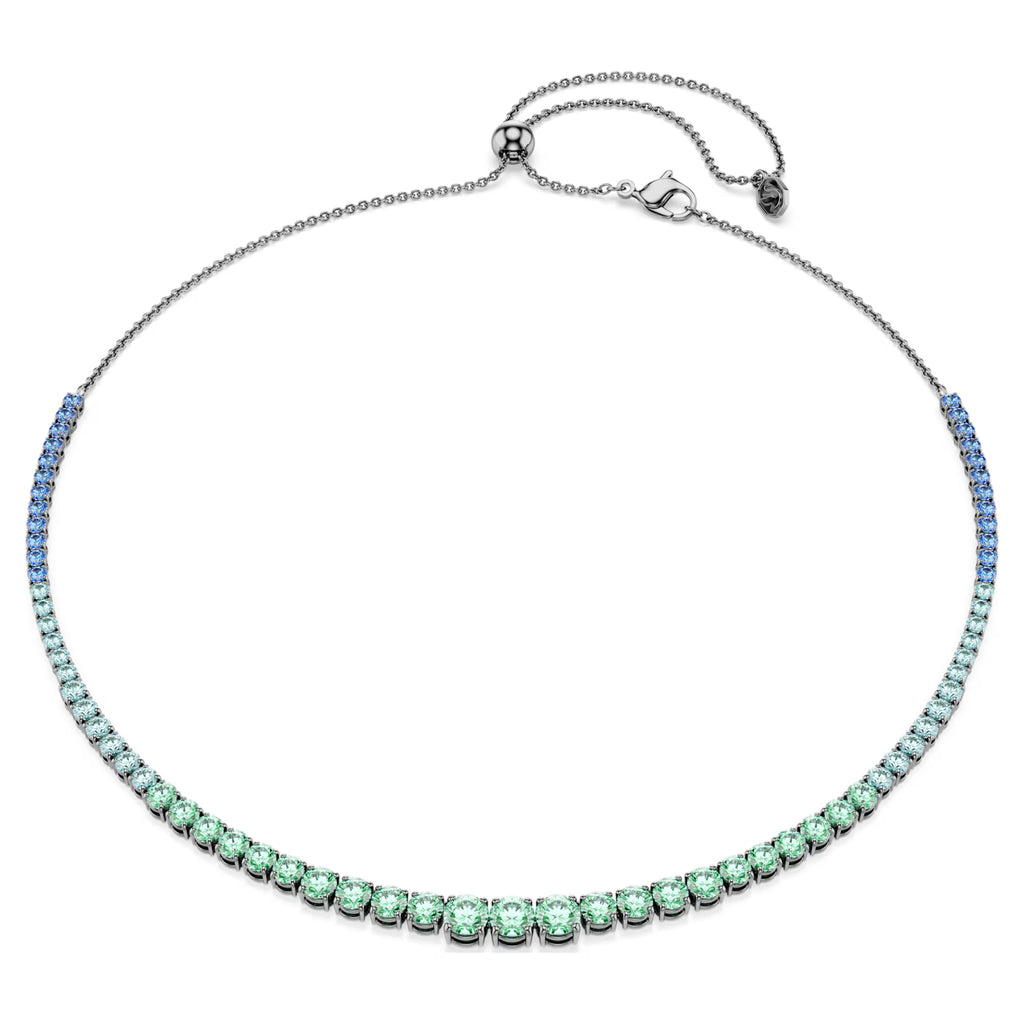 Matrix necklace Gradient of round cuts, Multicoloured, Ruthenium plated 5751192