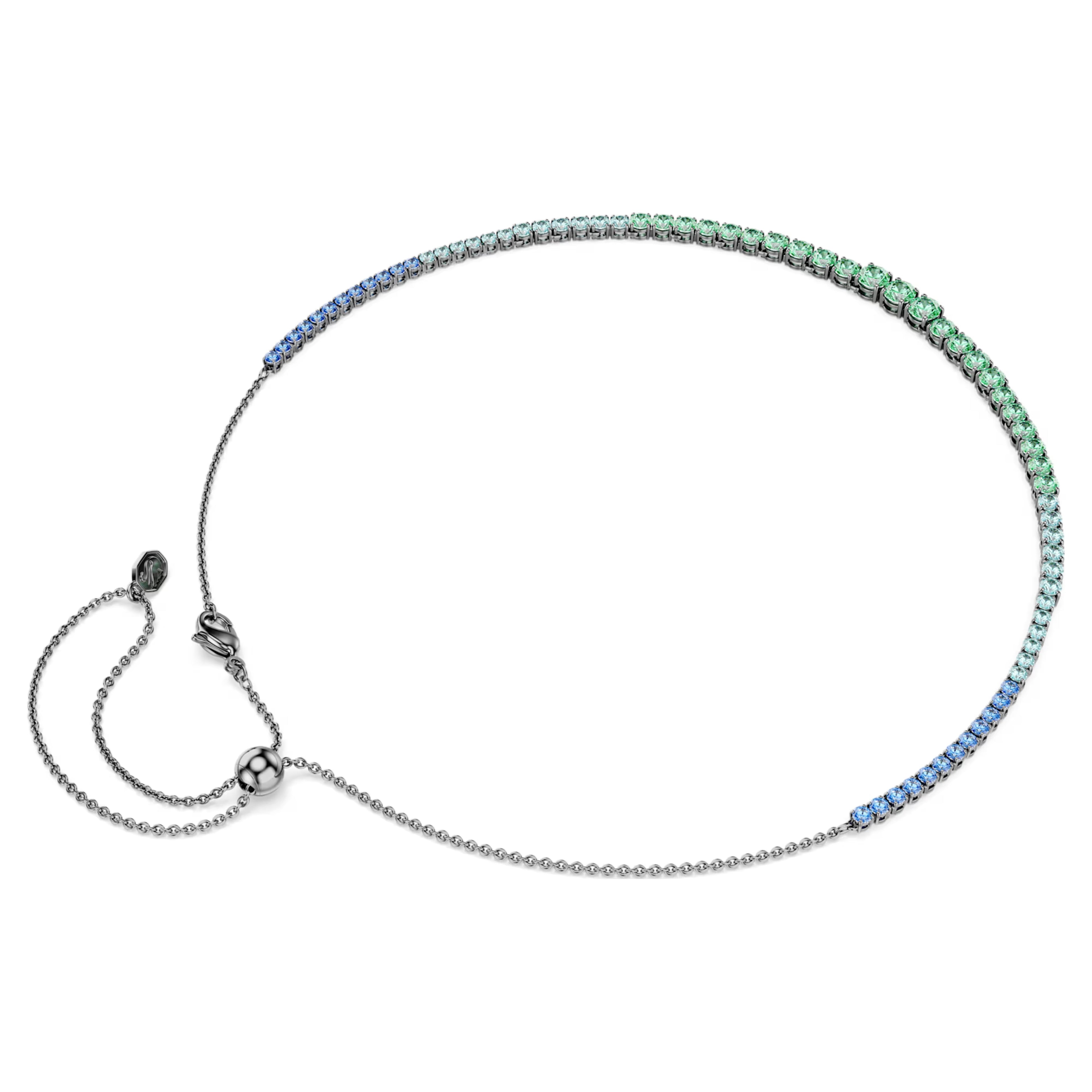 Matrix necklace Gradient of round cuts, Multicoloured, Ruthenium plated 5751192