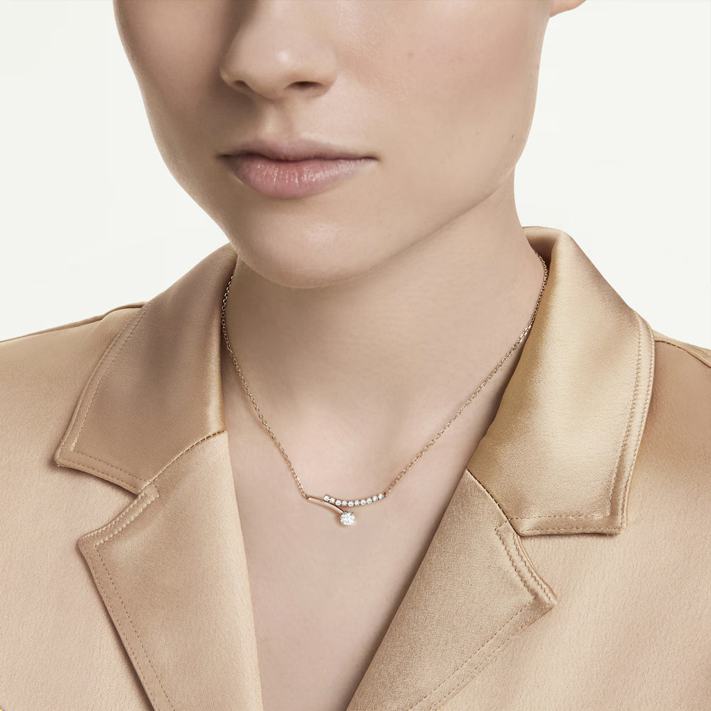 Matrix Round Cut Necklace (White, 18K Rose Gold Finish) 5763823