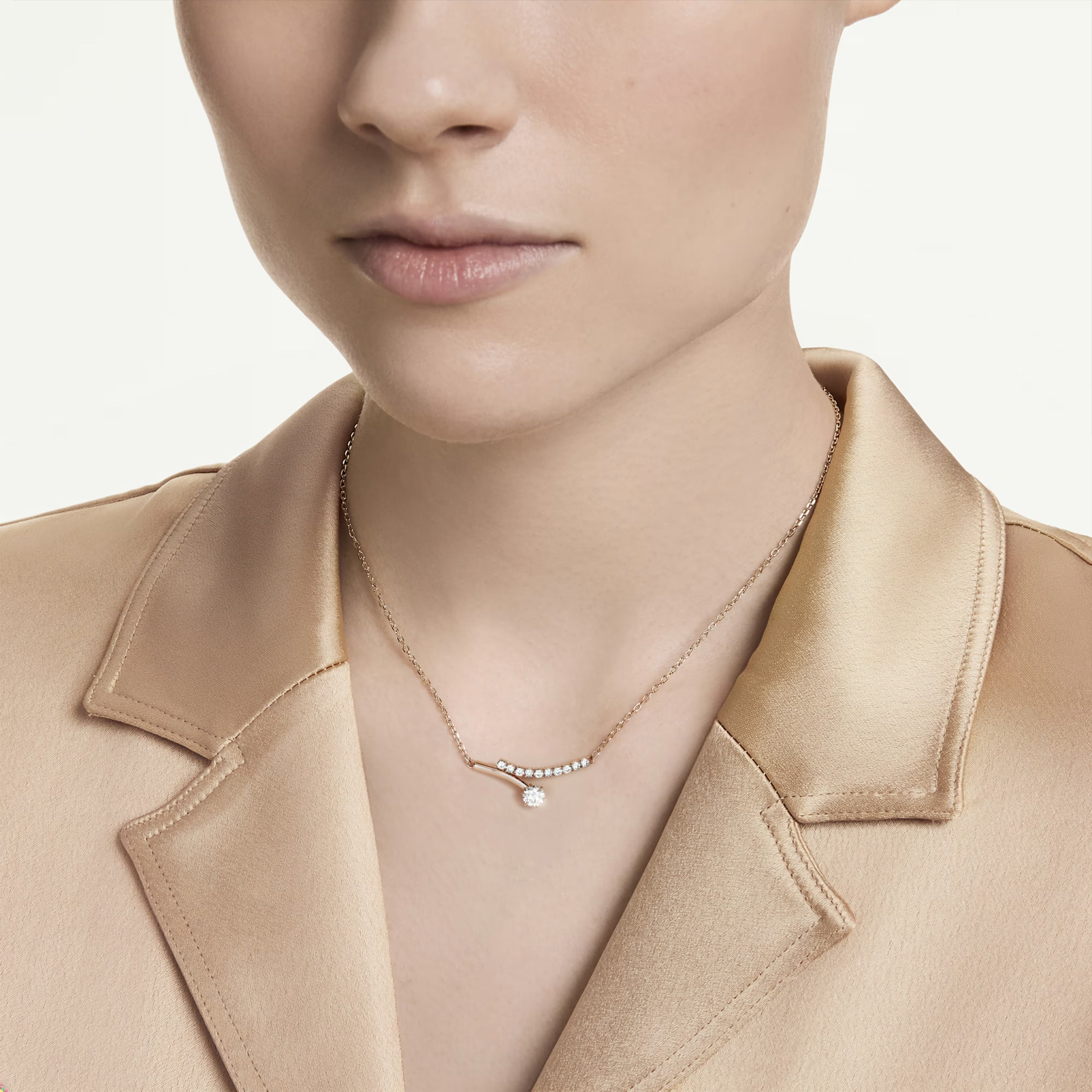Matrix Round Cut Necklace (White, 18K Rose Gold Finish) 5763823