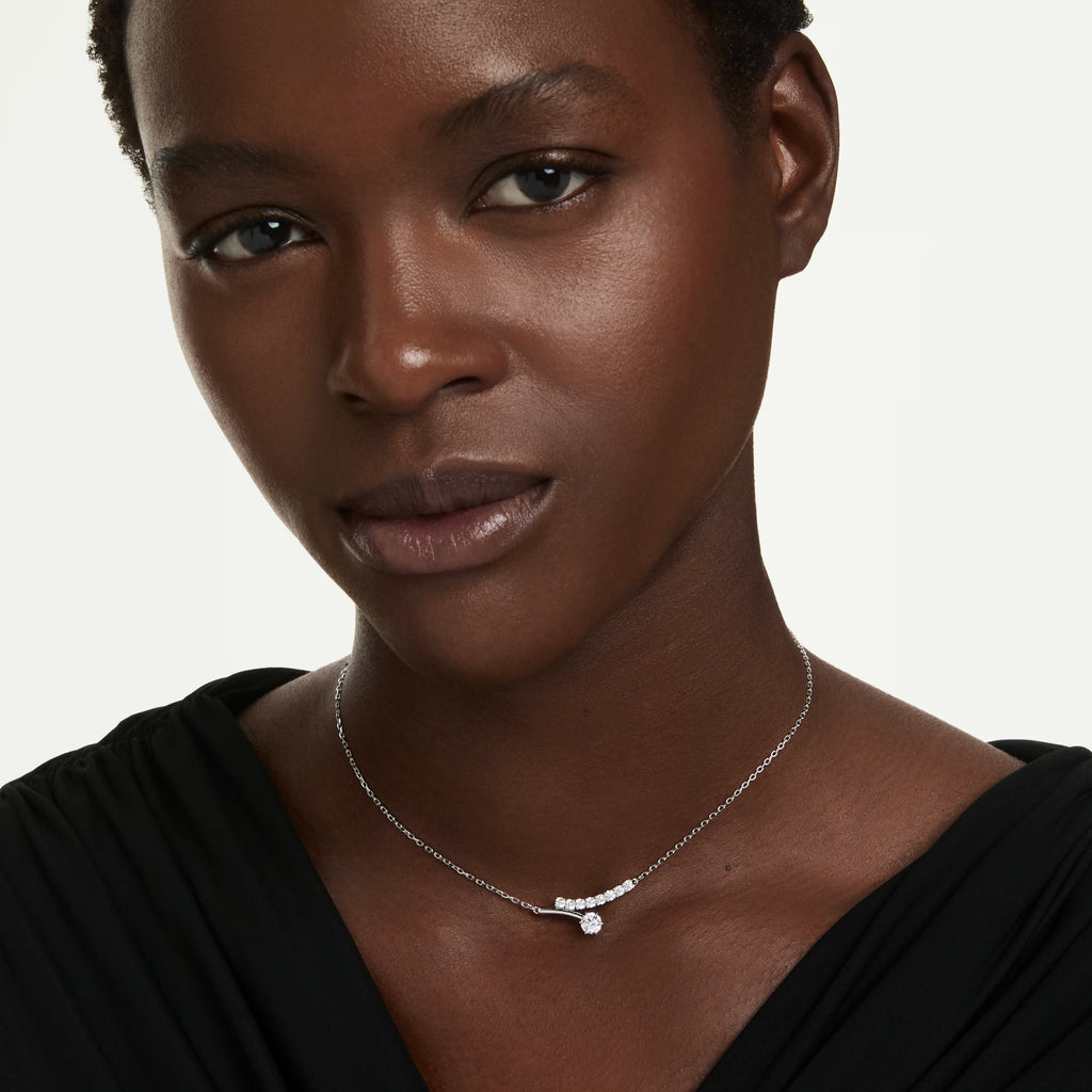 Matrix Round Cut Necklace (White, Rhodium Plated) 5753568