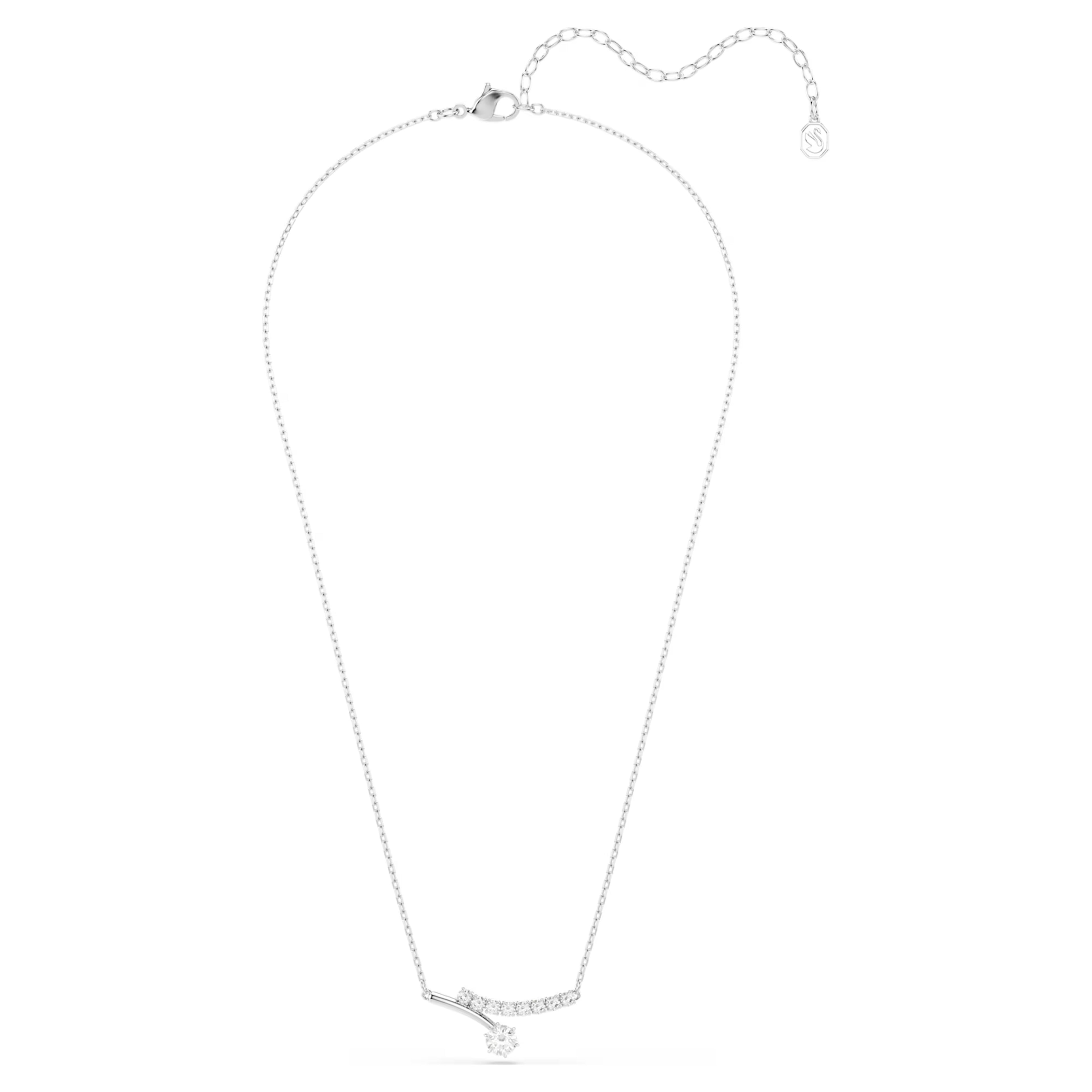 Matrix Round Cut Necklace (White, Rhodium Plated) 5753568