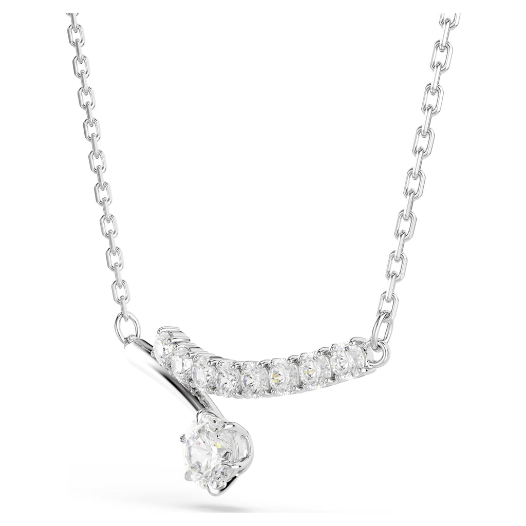 Matrix Round Cut Necklace (White, Rhodium Plated) 5753568