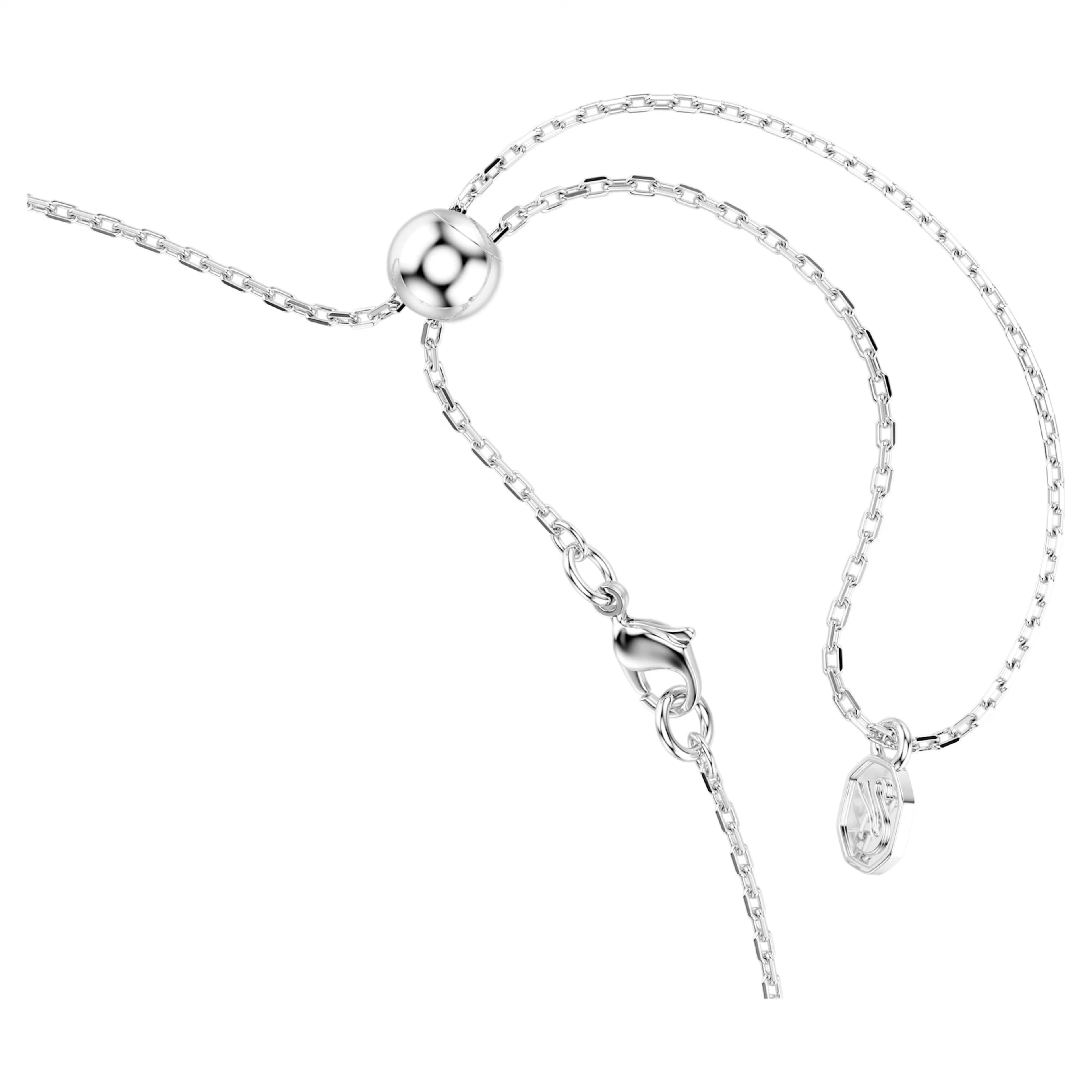 Matrix Round Cut Crossover Necklace (White, Rhodium Plated) 5754020