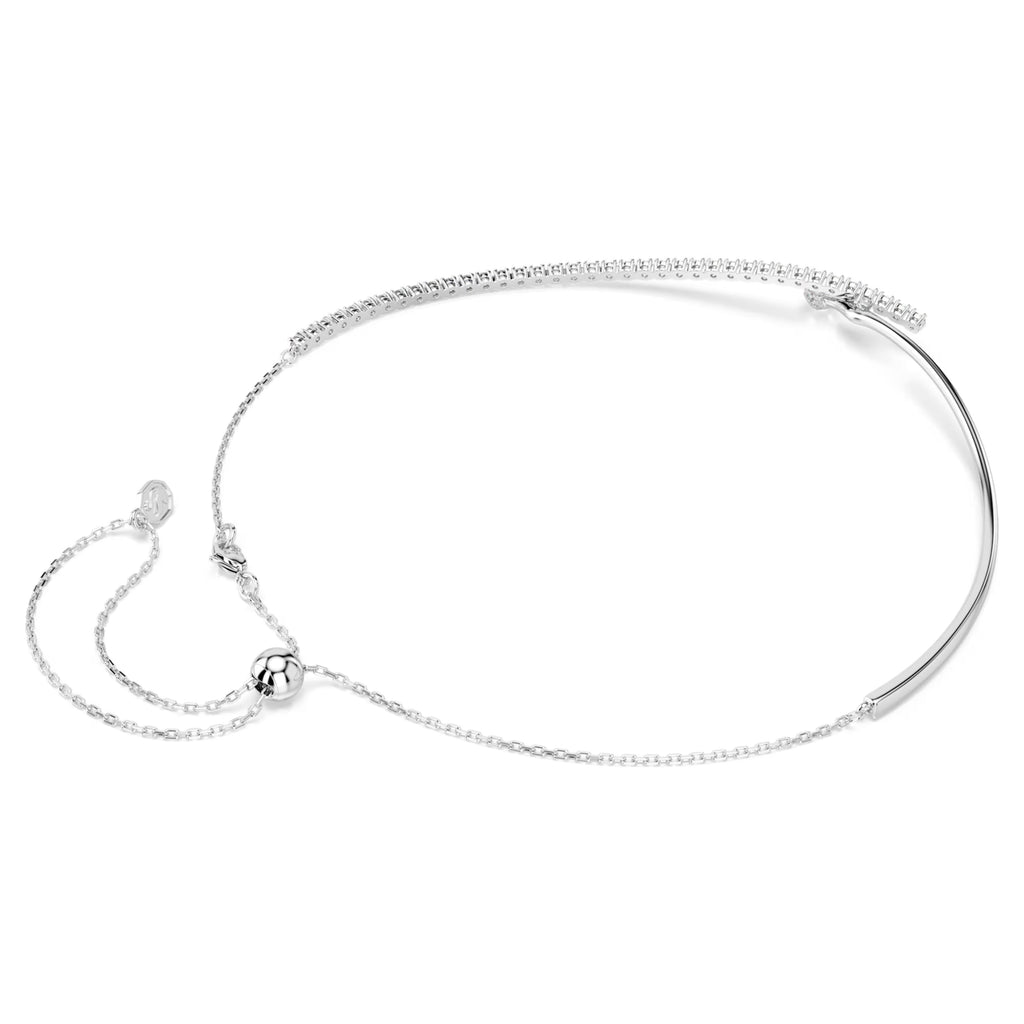 Matrix Round Cut Crossover Necklace (White, Rhodium Plated) 5754020