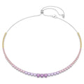 Matrix necklace Gradient of round cuts, Multicoloured, Rhodium plated 5751196