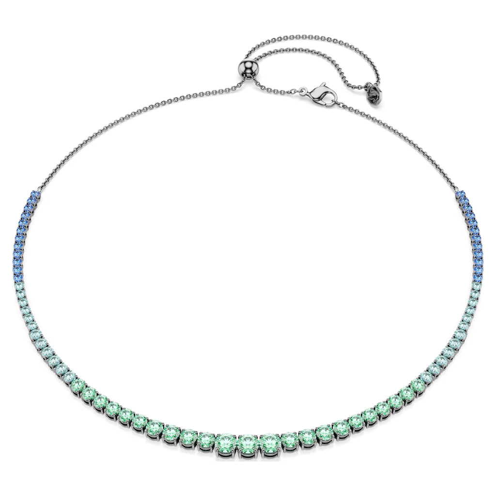 Matrix necklace Gradient of round cuts, Multicoloured, Ruthenium plated 5751192