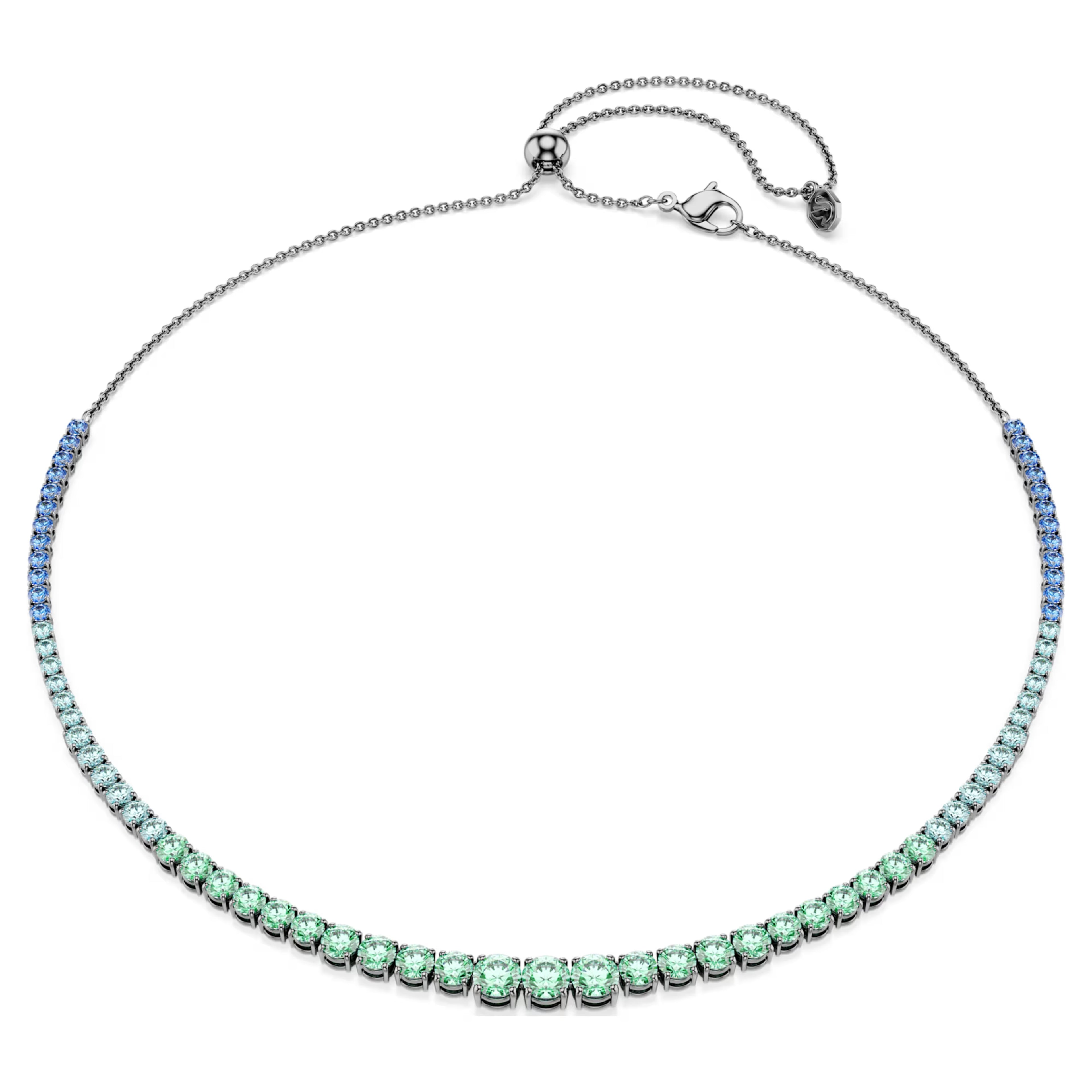 Matrix necklace Gradient of round cuts, Multicoloured, Ruthenium plated 5751192