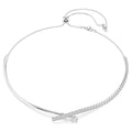 Matrix Round Cut Crossover Necklace (White, Rhodium Plated) 5754020